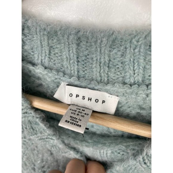 Topshop Blue Stitch Cropped Knitted Women's Pullover Sweater Size: Medium NWOT - Picture 4 of 6